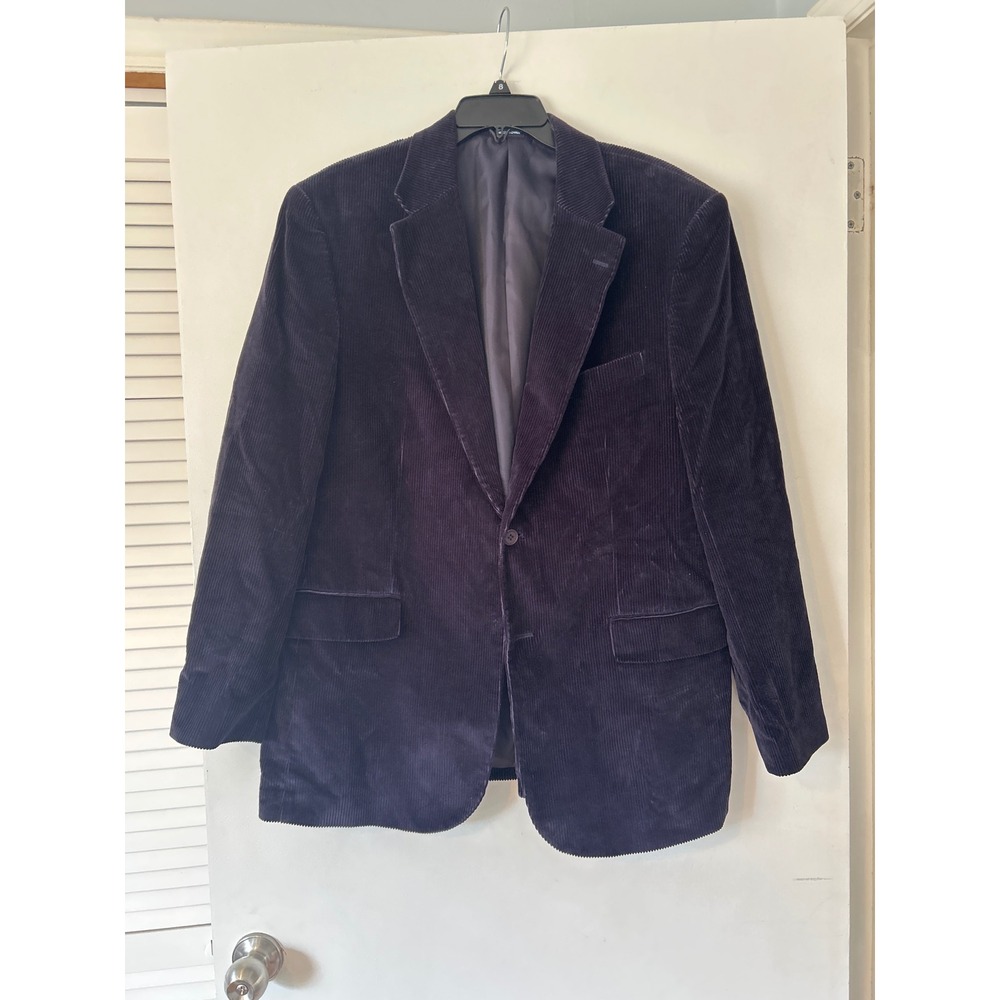 Mens Dark Navy Corduroy Blazer Jacket 42 Regular Cotton Single Breasted‎